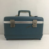 Vintage Jet Flite Blue Hard-Side Travel Make-Up Case