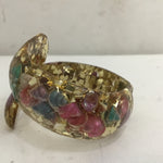Vintage 1960's MC Lucite & Shell Confetti Clamp Bracelet