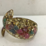 Vintage 1960's MC Lucite & Shell Confetti Clamp Bracelet
