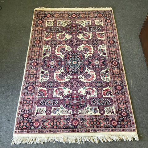 Vintage Oriental Floral Wool 4x6 Area Rug
