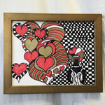 Framed Original Hearts Acrylic Painting