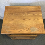 Vintage White-Clad Solid Oak Rolling Stereo Cabinet