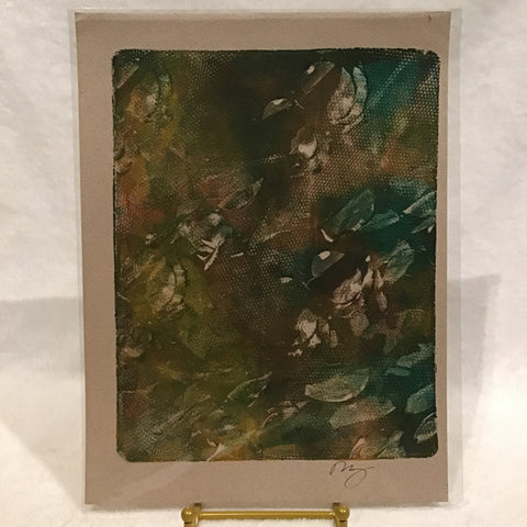 Twin Cat 9x12 Brown, Green, & Orange Leaves Signed Art Print