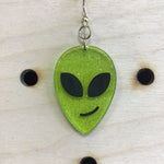 Brigh the Witch "Aliens" Glittery Green Acrylic Earrings