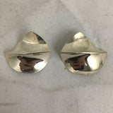 Vintage Modernist Gerhard Herbst Sterling Pinched Ribbon Earrings