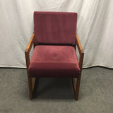 Vintage Red Upholstered Solid Oak Office Chair