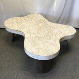 Vintage White Faux-Marble Amoeba Coffee Table