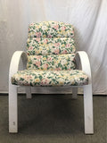 Single Modern White Metal & Botanical Upholstered Patio Chair