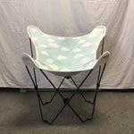 MCM Black Metal & Blue/White Canvas Folding Butterfly Chair