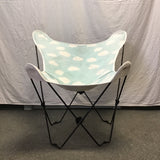 MCM Black Metal & Blue/White Canvas Folding Butterfly Chair