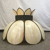 Vintage Off-White 8-Petal Stained Glass Shade