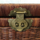 Vintage Dark-Stained Wicker Chest