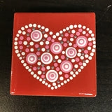 Susan Sitaraman Single Hand Painted Heart On Red Tile Magnet