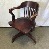 Solid Cherry Slat-Back Rolling Swivel Office Chair