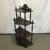 Vintage Oak Veneer & Spindle 4-Tier Shelf