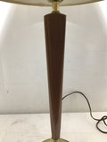 Vintage MCM Solid Teak & Gold Metal Table Lamp
