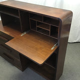 Vintage MC Walnut Veneer Secretary Desk