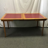 Vintage Stakmore Maple & Red Vinyl Draw-Leaf Card Table