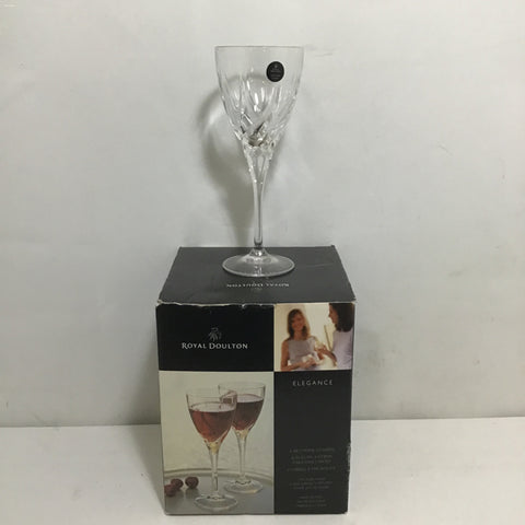 New In Box! Retired Royal Doulton "Elegance" Crystal Red Wine Glasses