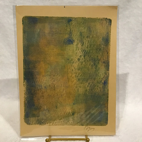 Twin Cat 9x12 Blue, Green, & Yellow Signed Art Print on Yellow Paper