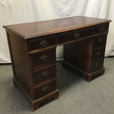 Vintage Federal Maddox Mahogany Veneer 7-Drawer Kneehole Desk