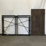 Contemporary Faux-Oak Laminate & Black Metal Folding Desk