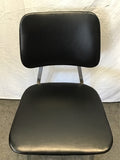 Vintage MCM Black Vinyl & Chrome Metal Accent Chair