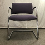 Vintage MCM Blue Upholstered & Chrome Metal Cantilever Office Chair