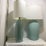 Pair of Modern Pottery Barn Blue Ceramic Table Lamps