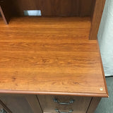 Modern Craftsman Faux-Cherry Laminate Computer Desk & Hutch Set