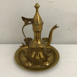 6pc Vintage Solid Brass Miniature Turkish Coffee Set
