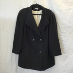 Vintage 90's Karen Plus Black Wool Double-Breasted Long Coat