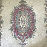 Vintage Off-White & Pink Wool 5.5x8 Area Rug