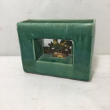 Vintage MC McCoy Green Ceramic Goldfinch Vase