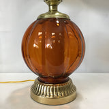 Pair of Vintage Mid-Century Modern Orange Table Lamps