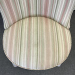 Vintage Green & Pink Striped Upholstered Slipper Accent Chair