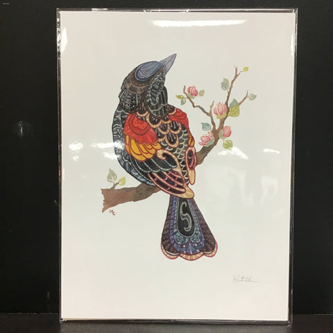 Marika Chew "Red-winged Blackbird" 9x12 Signed Art Print