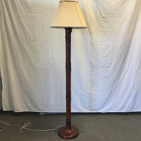 Vintage Dark-Stained Solid Bamboo Floor Lamp