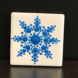 Susan Sitaraman Single Hand Painted Snowflake Mandala On White Tile Magnet