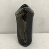 Vintage 1992 Signed The Glass Eye Studio Black & Gold Vase
