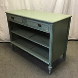 Vintage Upcycled Dresser Blue-Painted 3-Tier 1-Drawer Side Table