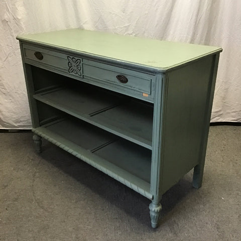 Vintage Upcycled Dresser Blue-Painted 3-Tier 1-Drawer Side Table