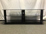 Modern CorLiving "Laguna" Black Glass 3-Tier TV Stand