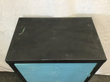 Black & Blue Painted Vintage 4-Tier Metal Cabinet