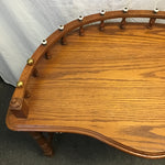 Vintage Oak Veneer Bow-Front Desk