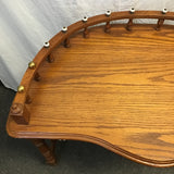 Vintage Oak Veneer Bow-Front Desk