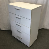 Modern White Laminate 5-Drawer Chest of Drawers