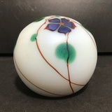 Vintage 1978 Lundberg Studio White Floral Paperweight