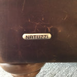 Modern Colonial Natuzzi Brown Leather Loveseat