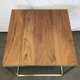 Modern MCM Crate & Barrel Solid Walnut & Metal Frame Side Table